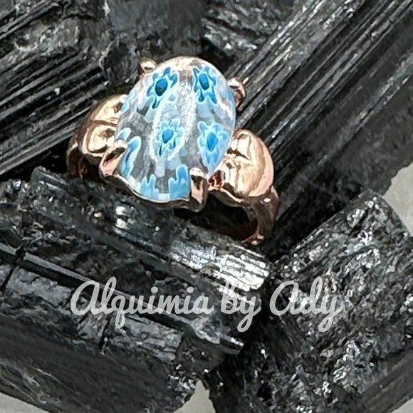 Alquimia by Ady Blue Floral Ring - Picture 1 of 3